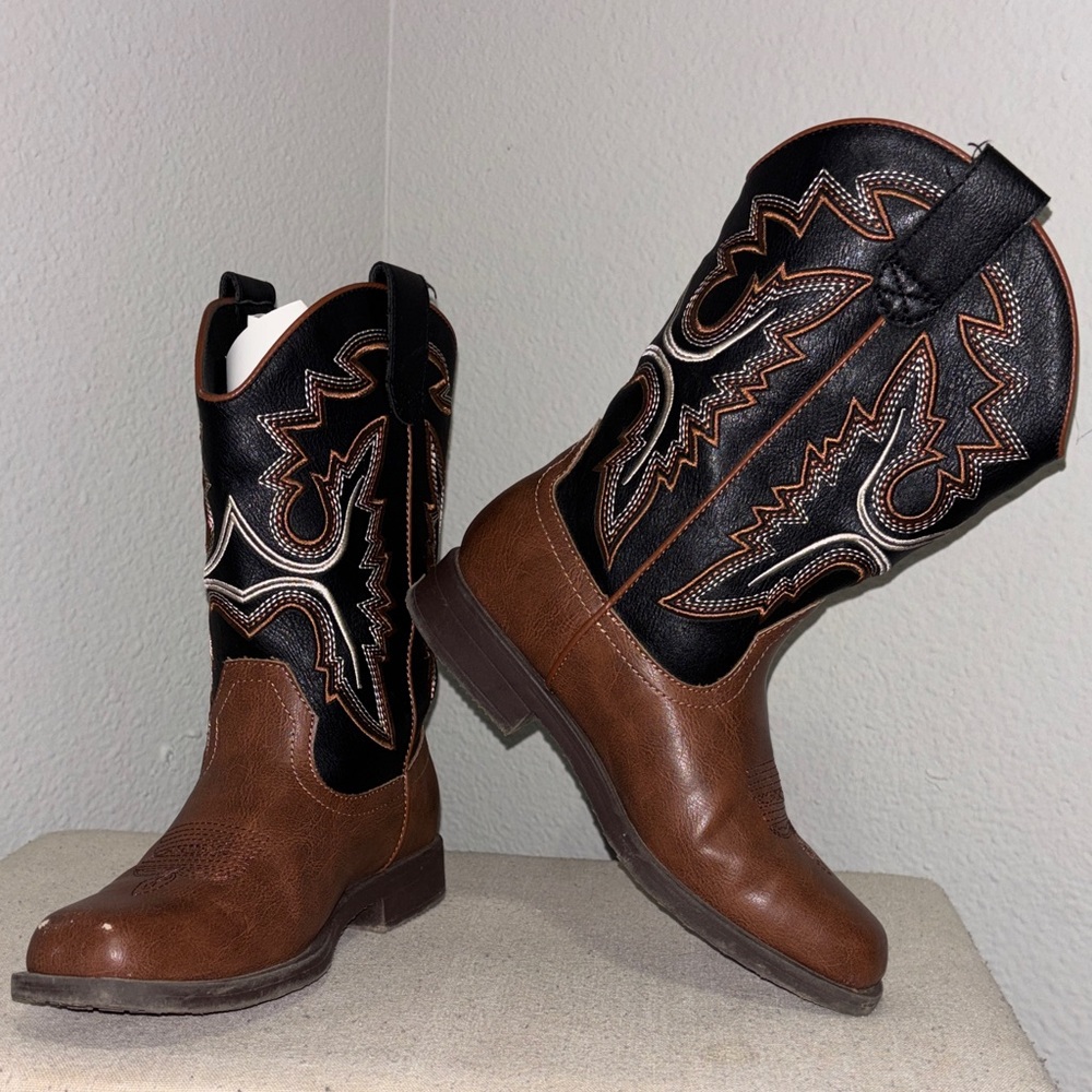 Dream Pairs Kids Cowboy Boots Black and Brown